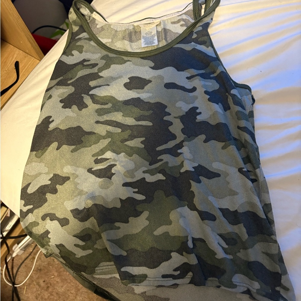 Lucky Brand Olive Camo Tank Top